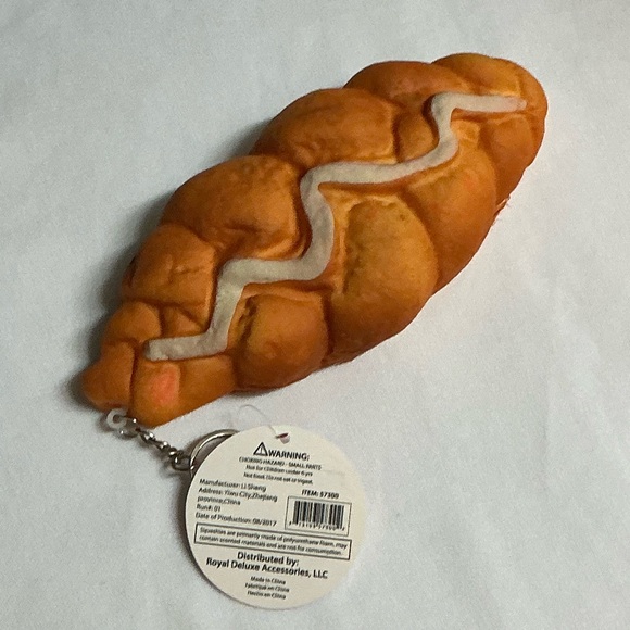 Pretend Bread Croissant Keychain with written Mayonnaise - Picture 7 of 14